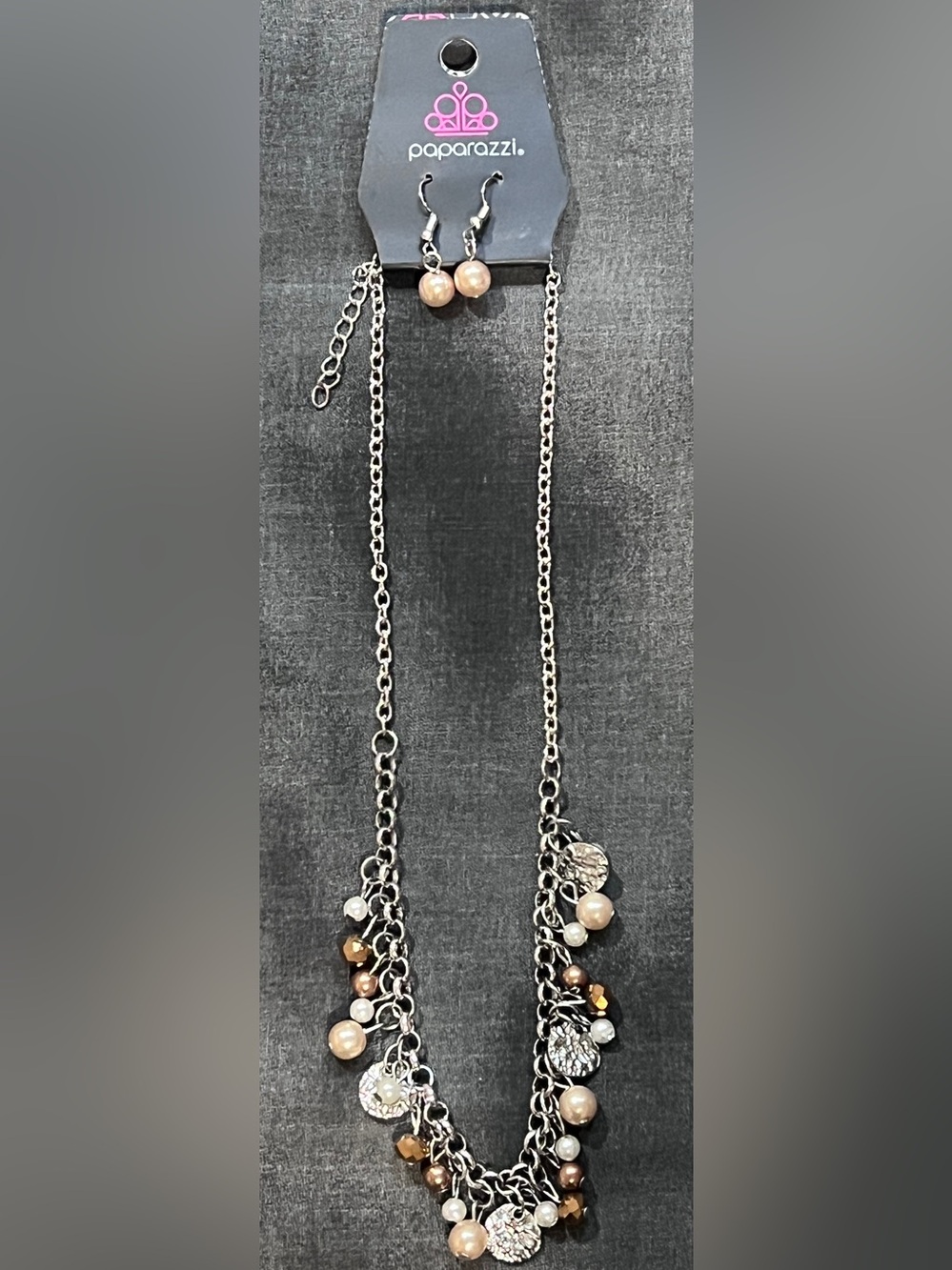 Paparazzi Silver-Tone Pearl and Bead Charm Necklace